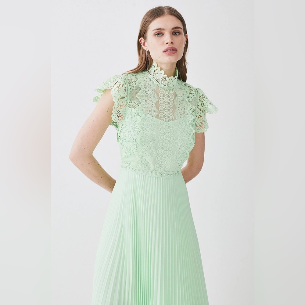 NWT Karen Millen Guipure Lace Pleated Skirt Midi Dress. Sold Out! - Picture 3 of 16